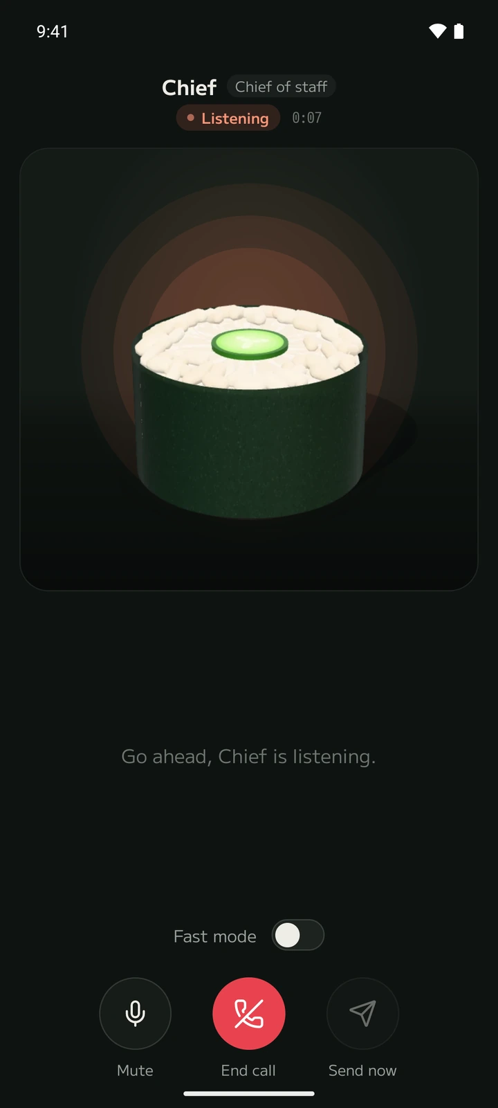Sushi on a phone: a voice call with an agent.